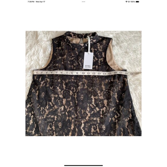 ROSE + OLIVE Woman’s Black Lace Sleeveless Top Black Lace/Tan She’ll Size Small - Picture 6 of 8